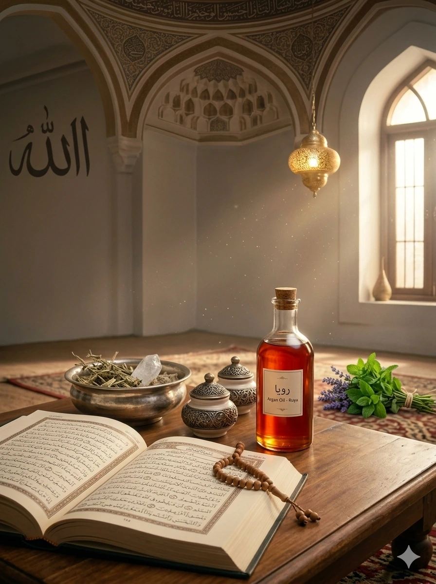 vertical poster of islamic spiritual healing and ruhani ilaj with a scholar in UK